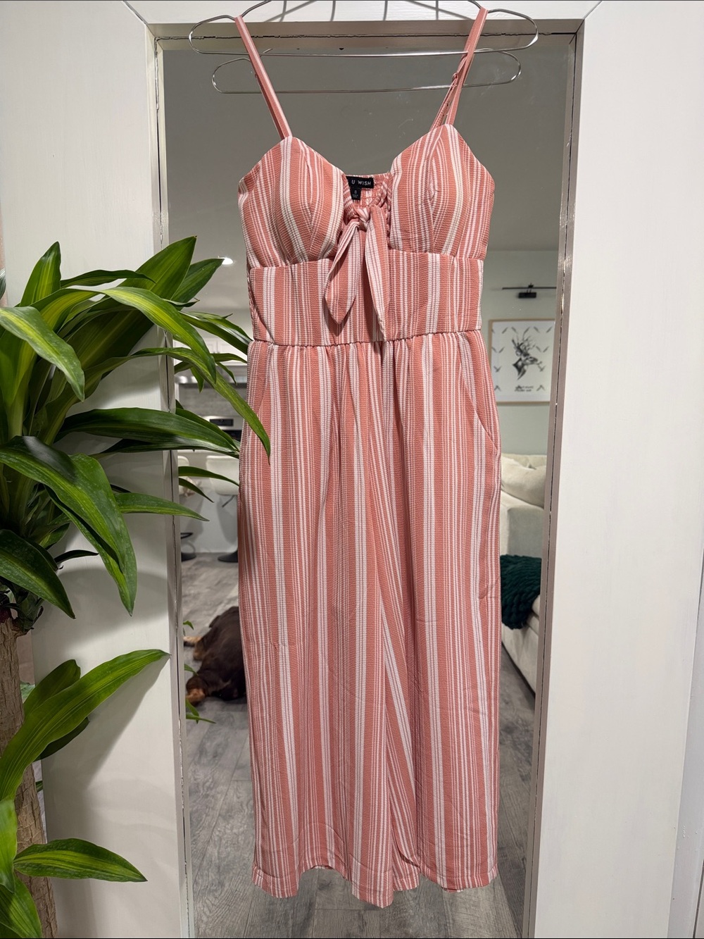 Striped Pink Tie-Front Maxi Dress